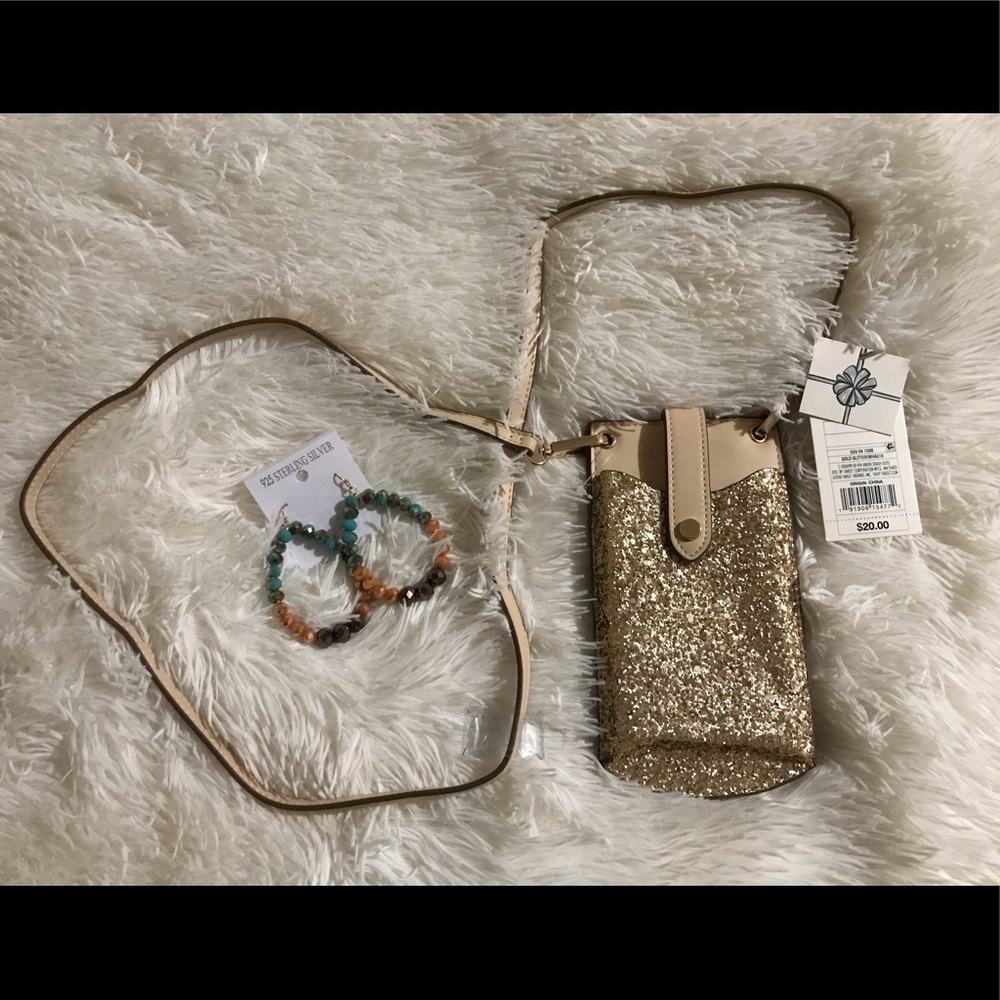 Cellphone wallet and earrings both NWT